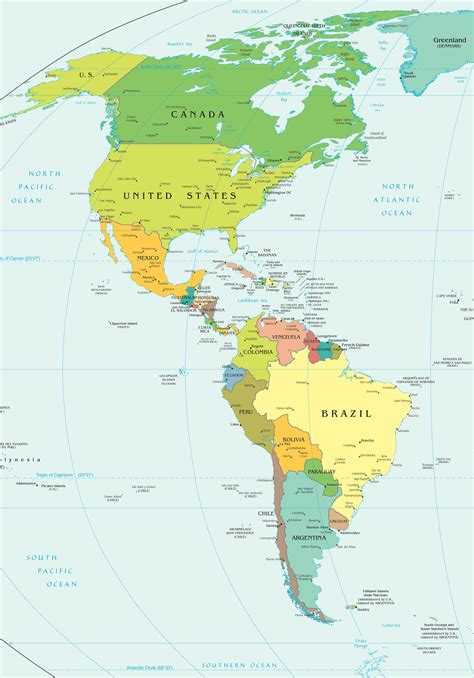 map of american continent.